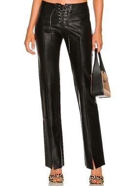 MIAOU ELEMENT LACE UP PANT - BLACK VEGAN - size S - NWOT